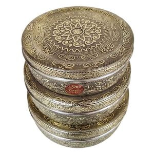 Antique Golden Infinity Designed Stainless Steel Make 3-Piece Container Set