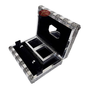 Premium Jewellery Box Box 4 Tray & 1 Roll - Antique Look Black Velvet