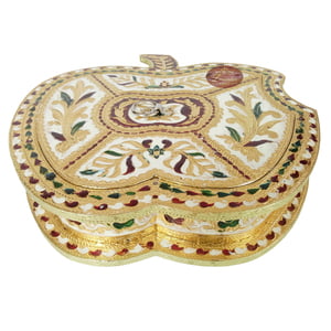 Apple shaped Handmade Meenakari EMPTYx Dry Fruit Box - BIGGEST (10.12" x 10.25" x 1.75" Inches)