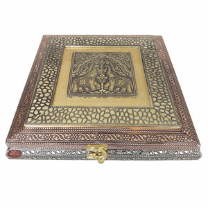 Antique TWIN ELEPHANT designed Wooden Handmade Decorative Platter-Dry Fruit Box (10x10x2.25)