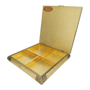 Golden Artificial Leather finish, Wooden Handmade Rajwadi Chocolate Box