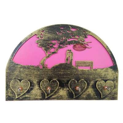 Lavender Craft Pink Valentine , Wooden Handmade Decorative 4-Key Holder
