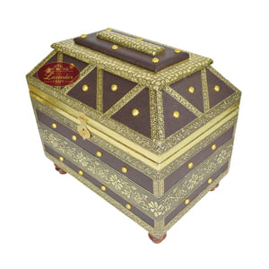 Big Royal Treasure Chest Style, Artificial Leather Finish, Wooden Handmade Jewellery Box - Brown