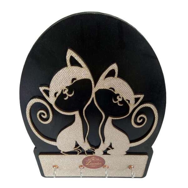 Lavender Craft Black Cat Designed Fancy 4 Key -Key Holder