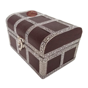 Treasure Chest - Artificial Leather Finish, Wooden Handmade Jewellery Box -Black Velvet