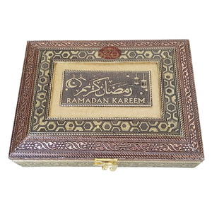 Ramadan Kareem Designed Wooden Handmade Antique Metal Finished Festival Gift Box