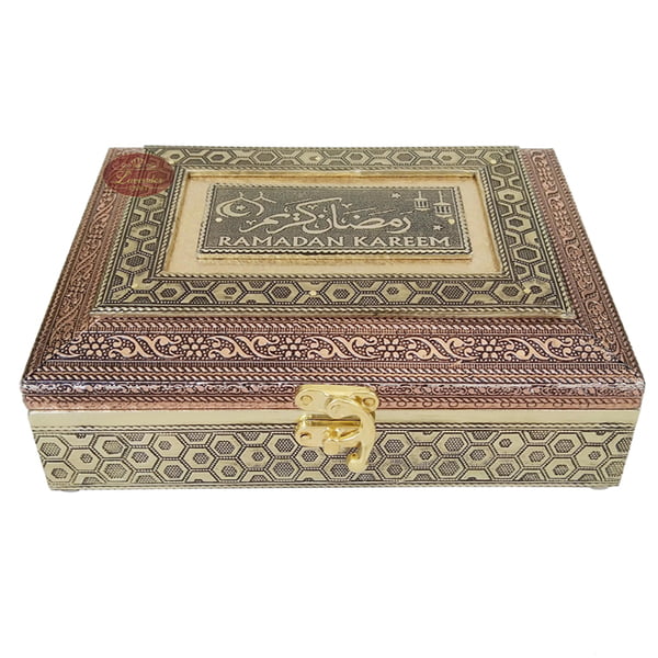Ramadan Kareem Designed Wooden Handmade Antique Metal Finished Festival Gift Box