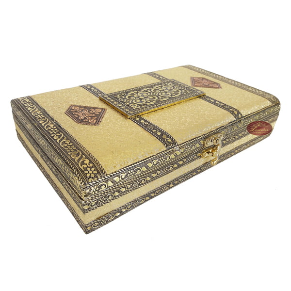 Big Rectangle Golden Rexine finish, Wooden Handmade Rajwadi Wooden Gift Box