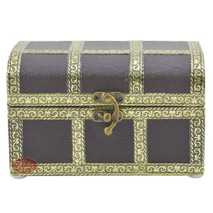 Brown Treasure Chest, Artificial Leather Finish, Wooden Handmade Jewelry Box