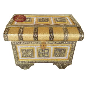 Royal Treasure Trunk Style, Artificial Leather Finish, Wooden Handmade Jewelry Box-Godlen