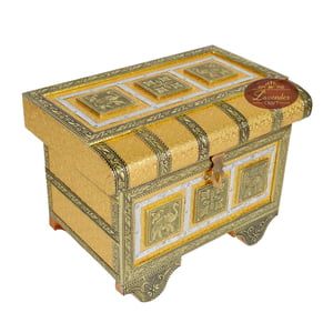 Royal Treasure Trunk Style, Artificial Leather Finish, Wooden Handmade Jewelry Box-Godlen