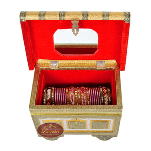 Royal Treasure Trunk Style, Artificial Leather Finish, Wooden Handmade Jewelry Box-Godlen