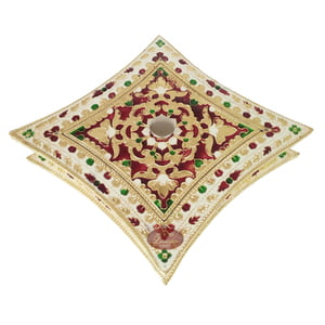 Concave Shaped Handmade Meenakari Dry Fruit Box (6.5" X 6.5" X 1.75" Inches)