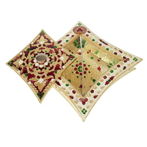 Concave Shaped Handmade Meenakari Dry Fruit Box (6.5" X 6.5" X 1.75" Inches)