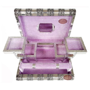 Premium Jewellery Box Box 4 Tray & 1 Roll - Antique Look Lavender Velvet