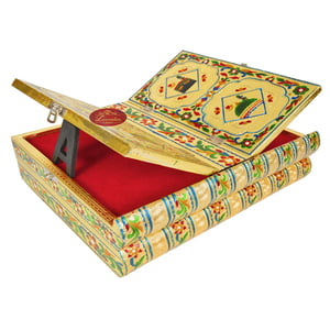 Rehal Holy Quran Book Stand-book Box - Wooden Handmade, Metal Finish, Meenakari Decorated Book-G.M.