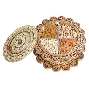 Sunflower Shaped Handmade Meenakari Dry Fruit Box -Big G.M.