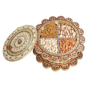 Sunflower Shaped Handmade Meenakari Dry Fruit Box -Big G.M.