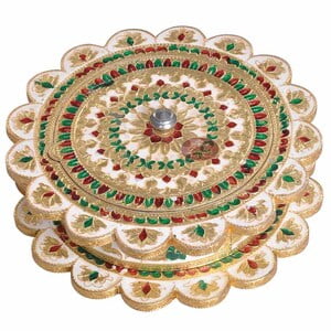 Sunflower Shaped Handmade Meenakari Dry Fruit Box - Small G.M. (8.5"x 8.5" x 2.25" Inches)