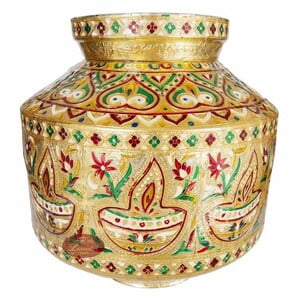 Diya Designed, Meenakari Decorated, Big Stainless Steel Water Pot